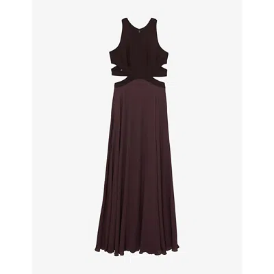 Reiss Womens  Paloma Cut-out Stretch-woven Maxi Dress In Burgundy