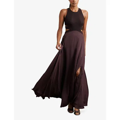 Reiss Womens  Paloma Cut-out Stretch-woven Maxi Dress In Burgundy
