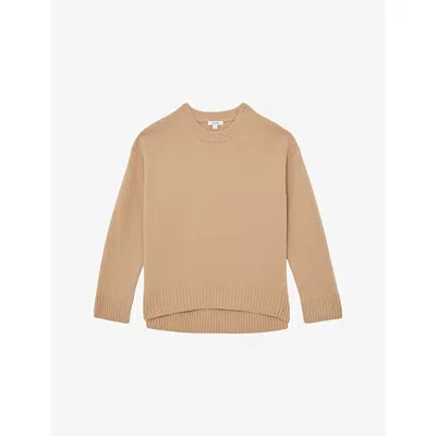 Reiss Womens  Ella Crewneck Long-sleeve Wool And Cashmere Jumper In Brown