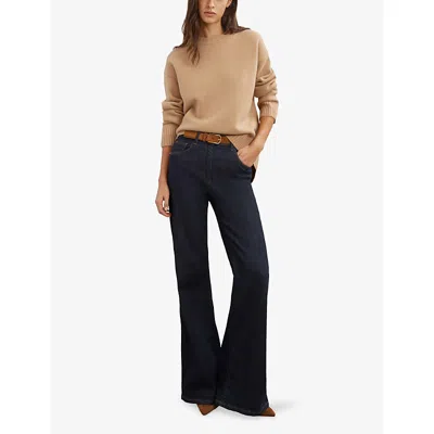 Reiss Womens  Ella Crewneck Long-sleeve Wool And Cashmere Jumper In Brown