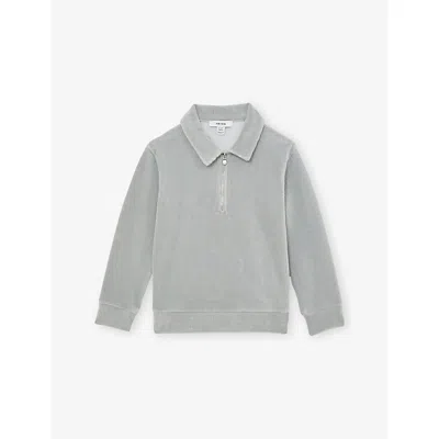 Reiss Bert Half-zip Corduroy Polo Shirt 9 In Gray