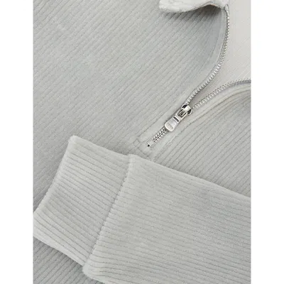 Reiss Bert Half-zip Corduroy Polo Shirt 9 In Gray