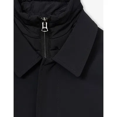 Reiss Logan Removable-gilet Stretch-woven Coat 9-13 In Black