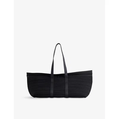 Issey Miyake Womens Pleats Please  Boston Pleated Knitted Shoulder Bag In Black