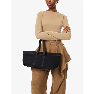 Issey Miyake Womens Pleats Please  Boston Pleated Knitted Shoulder Bag In Black