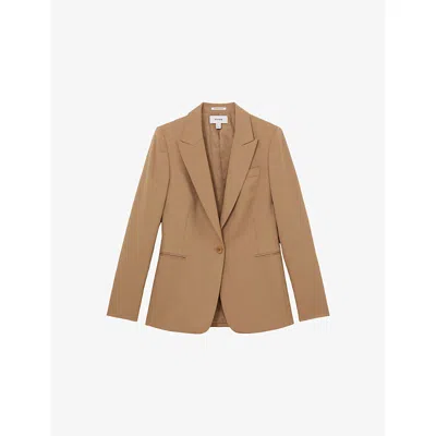 Reiss Womens  Jade Single-breasted Stretch-woven Blazer In Brown