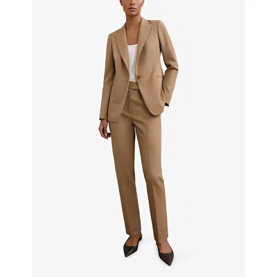 Reiss Womens  Jade Single-breasted Stretch-woven Blazer In Brown