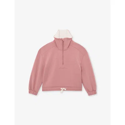Reiss Laney Half-zip Jersey Sweatshirt 3-9 In Pink