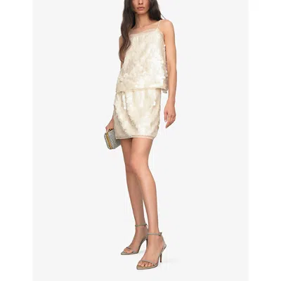 Reiss Womens  Salia Sequin-embellished Woven Mini Skirt In White