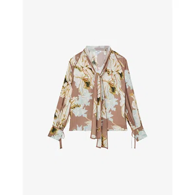 Reiss Womens  Maggie Floral-print Woven Blouse In Multi