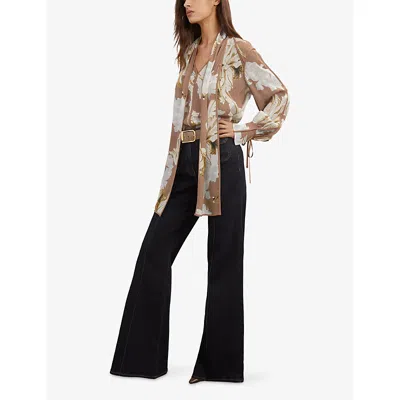 Reiss Womens  Maggie Floral-print Woven Blouse In Multi