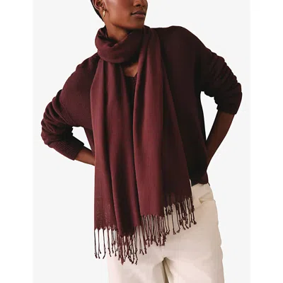 The White Company S  Fringe-embellished Modal And Wool Scarf In Brown
