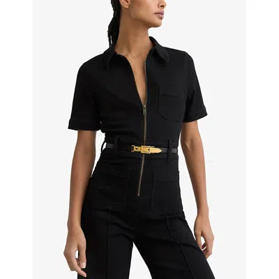 Reiss Womens  Cora Leather Belt In Black