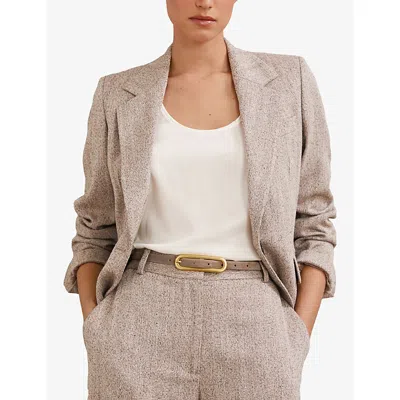 Reiss Womens  Chaya Suede Buckle Belt In Brown