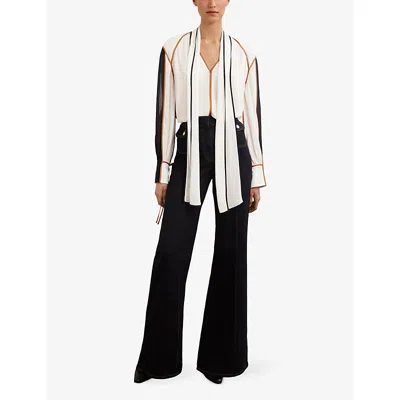 Reiss Womens  Lulu Tie-neck Woven Blouse In White