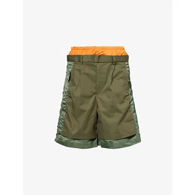 Toga Virilis Mens  Porter Gathered-waist Cotton-blend Shorts In Brown