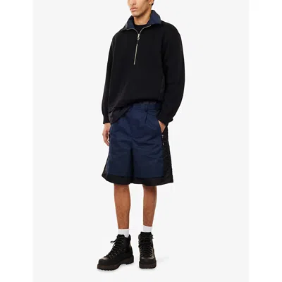 Toga Virilis Mens  Porter Gathered-waist Cotton-blend Shorts In Black
