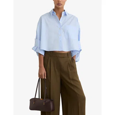 Reiss Womens  Devora Leather Shoulder Bag In Brown