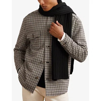 Reiss Mens  Ribbed Knitted Scarf In Black