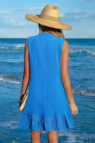Cupshe Sapphire Sea Blue Cover-up Mini Dress In Blue