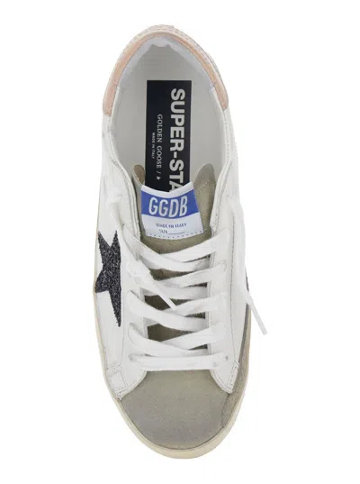 Golden Goose 'superstar' White Low Top Sneakers With Glittered Star Patch And Laminated Heel With Logo Lettering  In White