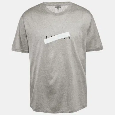 Pre-owned Lanvin Grey Logo Reflective Tape Printed Cotton Knit T-shirt 3xl In Gray