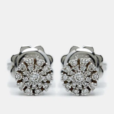 Pre-owned Damiani Margerita Diamonds 18k White Gold Earrings