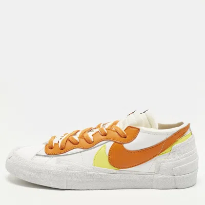 Pre-owned Sacai Blazer White Magma Orange Size 45 Multicolor Leather Low Top Sneakers