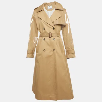 Pre-owned Rabanne Beige Cotton Polyurethane Double Breasted Trench Coat S In Sand