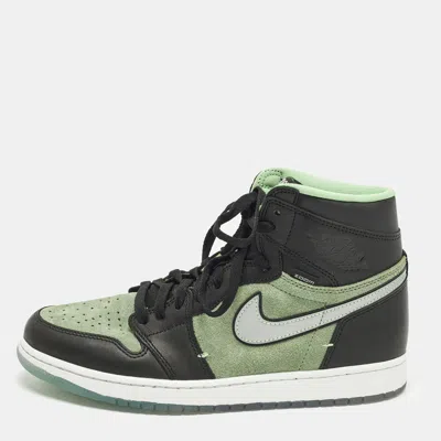 Pre-owned Air Jordans Jordan 1 Retro High Zoom Zen Green Size 45 Green/black Suede And Leather High Top Sneakers