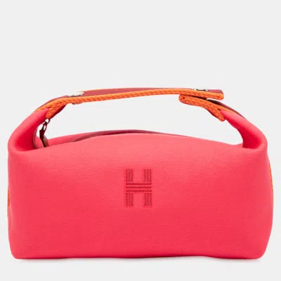 Pre-owned Hermes Pink Small Toile Bride A Brac Case