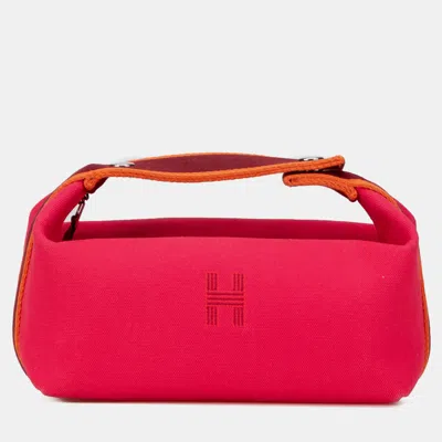 Pre-owned Hermes Pink Red Small Toile Bride A Brac Case