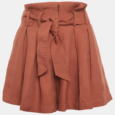 Pre-owned Sandro Brown Linen Blend Eddi Shorts S