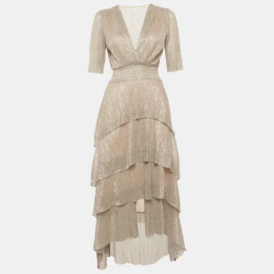 Pre-owned Maje Multicolor Lamé Tiered Midi Dress S