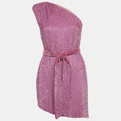 Pre-owned Retroféte Purple Sequin One Shoulder Mini Dress Xs