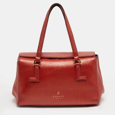 Pre-owned Lanvin Flap Metallic Leather Tote In Silver