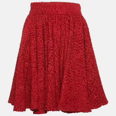 Pre-owned Dolce & Gabbana Red Swiss Dots Silk Flared Mini Skirt S
