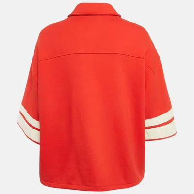Pre-owned Gucci Red Round Interlocking G Jersey Short Sleeve Jacket L