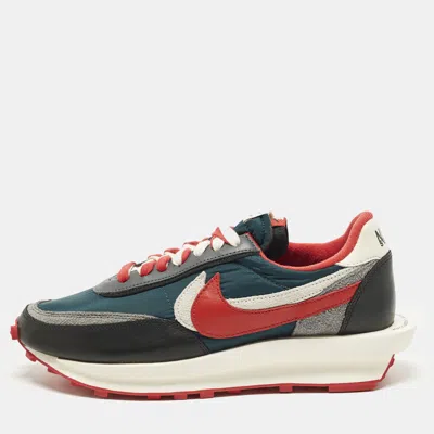 Pre-owned Sacai X Undercover Ld Waffle Midnight Spruce University Red Size 45 Multicolor Leather And Nylon Low Top S