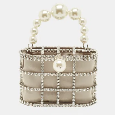 Pre-owned Rosantica Holli Silver Crystal Embellished Metal Clutch