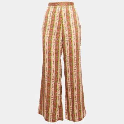 Pre-owned Sandro Multicolor Printed Crepe Flared Trousers L