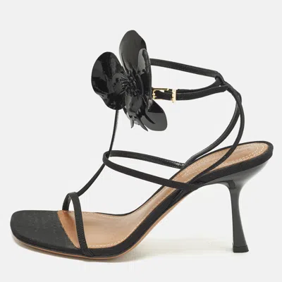 Pre-owned Zimmermann Orchid Size 39 Black Canvas Ankle Strap Sandals