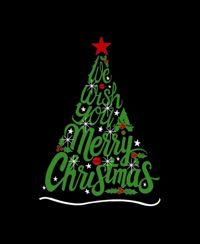 La Pop Art Women's We Wish You A Merry Christmas Word Art Crew Neck T-shirt In Black