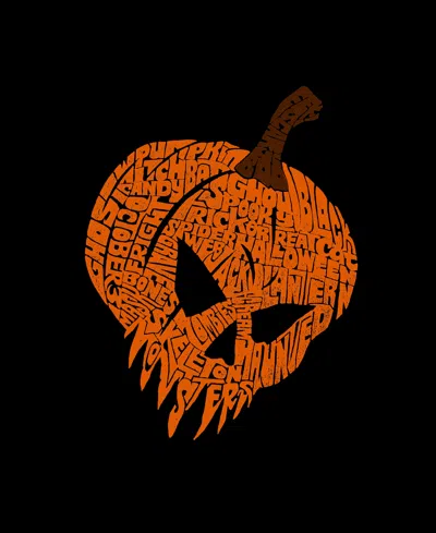 La Pop Art Women's Evil Pumpkin Word Art Short Sleeve T-shirt In Black