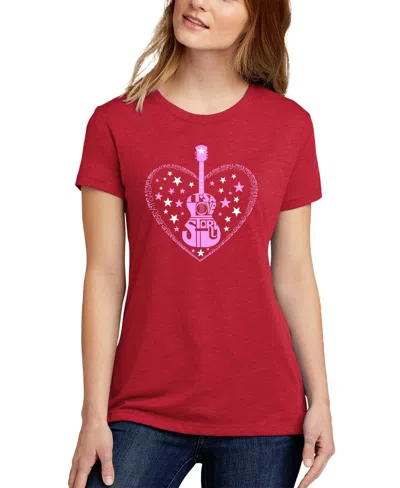La Pop Art Women's It's A Love Story Word Art Crew Neck T-shirt In Red