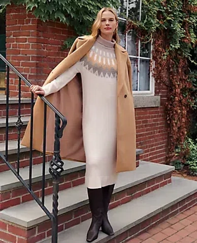 Ann Taylor Petite Weekend Collection Fair Isle Sweater Midi Dress In Gray