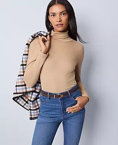 Ann Taylor Petite Weekend Collection Turtleneck Top In Brown