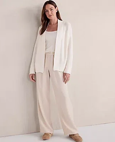 Ann Taylor Haven Well Within Organic Cotton Shaker Stitch Open Front Cardigan In White