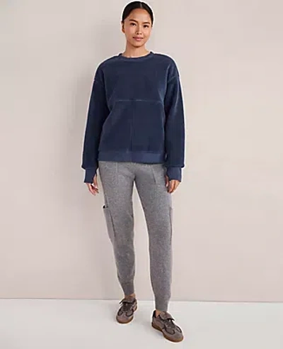 Ann Taylor Haven Well Within Sherpa Sweatshirt In Blue