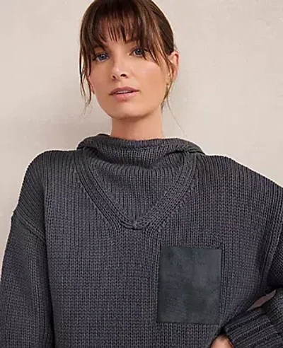 Ann Taylor Haven Well Within Cotton Blend Pocket Hoodie In Blue